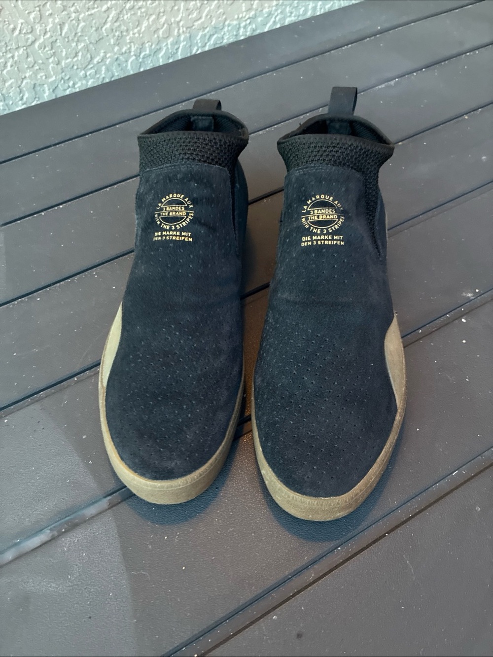 adidas Originals 3st Black Suede Slip-On Sneakers with Tan Sole
